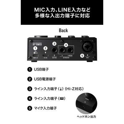 オーディオテクニカ USBオーディオミキサー AT-UMX3 の通販 オーディオテクニカ USBオーディオミキサー AT-UMX3 の通販