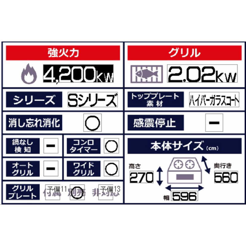パロマ パロマ ビルトインガスコンロ Ｓシリーズ ［同等品：PD-509WS-60CV］ [約60cm /プロパンガス /左右強火] (宅配商品) ICD6W6V  ICD6W6V 