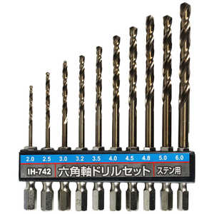 ビッグマン #060774 ステン用ドリルセット 10本組 IH742 ビッグマン #060774 ステン用ドリルセット 10本組 IH742