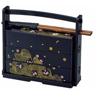 たつみや 野点弁当 200ml×3段 波に桜 HAKOYA 30304 たつみや 野点弁当 200ml×3段 波に桜 HAKOYA 30304