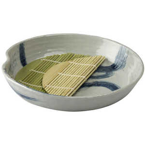 三陶 萬古焼 麺の器 麺皿 麺鉢 約24cm (すのこ付) 流水 5963