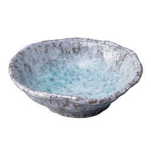 三陶 萬古焼 中鉢 ボウル 皿 約18.5cm 青りーぶ 6179