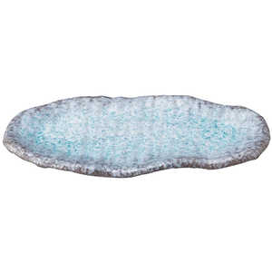 三陶 萬古焼 つき出し皿 長皿 プレート 皿 約28×15cm 青りーぶ 6185