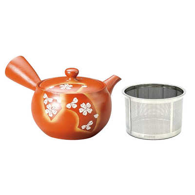 ヤマキイカイ 富仙 朱泥帯丸扇面桜急須 Y805 EKY2201 の通販