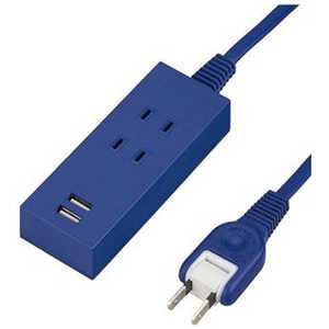 ヤザワ USB充電ポｰト付きOAタップ(2.5m) 2AC+2USB2.1A(ネイビｰ) Y024025NV2U