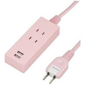 ヤザワ USB充電ポｰト付きOAタップ(2.5m) 2AC+2USB2.1A(ピンク) Y024025PK2U