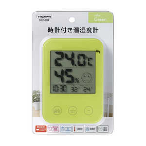 ヤザワ 熱中症･インフルエンザ警報付きデジタル温湿度計 グリーン [デジタル] DO05GR