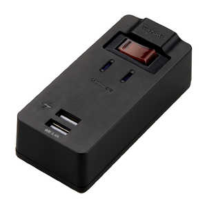 ヤザワ ブレーカースイッチ付1AC2USB2.4Aブラック H6BKS3102UBK ヤザワ ブレーカースイッチ付1AC2USB2.4Aブラック H6BKS3102UBK