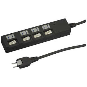 ヤザワ 個別スイッチ付節電タップ4個口2m 黒 YZBKS442B ヤザワ 個別スイッチ付節電タップ4個口2m 黒 YZBKS442B