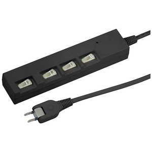 ヤザワ 横差し個別スイッチ付節電タップ4個口2m 黒 YZYBKS442B ヤザワ 横差し個別スイッチ付節電タップ4個口2m 黒 YZYBKS442B