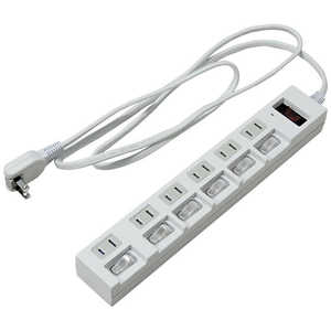 ヤザワ 個別集中スイッチ付節電タップ6個口2m 白 YZBKS672W ヤザワ 個別集中スイッチ付節電タップ6個口2m 白 YZBKS672W