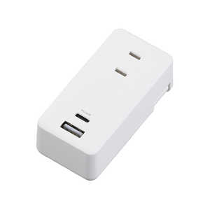 ヤザワ 極小USBタップ2個口PD30W 白 PD30W対応 Type-Cポート付き ［直挿し / 2個口 / スイッチ無 / 2ポート］ H5FS400PD30WH