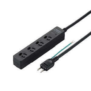 ヤザワ 3P抜け止めマグネットフック付タップ 黒 360°回転フック・強力マグネット・雷ガード機能付き 3Pプラグ対応 ［5.0m / 4個口 / スイッチ無］ H5HJKNP405BK