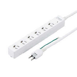 ヤザワ 3P抜け止めマグネットフック付タップ 白 360°回転フック・強力マグネット・雷ガード機能付き 3Pプラグ対応 ［2.0m / 6個口 / スイッチ無］ H5HJKNP602WH