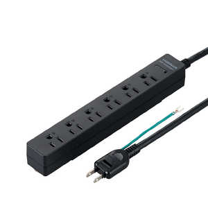 ヤザワ 3Pマグネットフック付タップ 黒 360°回転フック・強力マグネット・雷ガード機能付き 3Pプラグ対応 ［5.0m / 6個口 / スイッチ無］ H5HJKP605BK