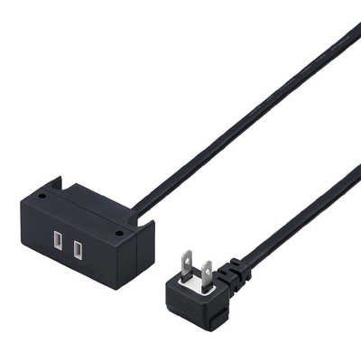 ヤザワ 家具用コンセント1個口1.8m 黒 取り付けたいところにネジで固定