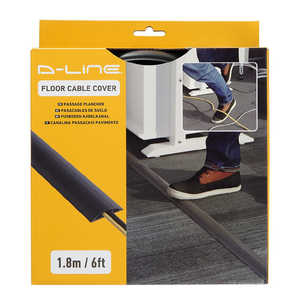 ヤザワ フロアケーブルカバー1.8m 黒 背面スリットでケーブル格納が簡単 FCC1BK