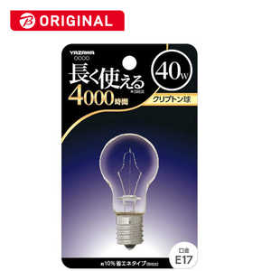 ヤザワ 電球 クリプトン電球 クリア E17 1個 一般電球形 BKP1736C