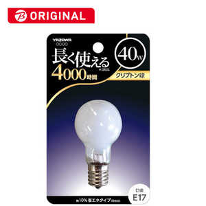 ヤザワ 電球 クリプトン電球 ホワイト E17 1個 一般電球形  BKP1736F 