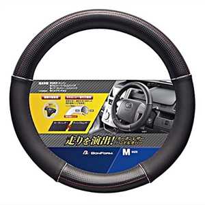 BONFORM 6854-05BK コンペティション ハンドルカバー Mサイズ(ハンドル直径38～39cm) カラー：ブラック スポーティ調タイプ 685405BKﾌﾞﾗｯｸ