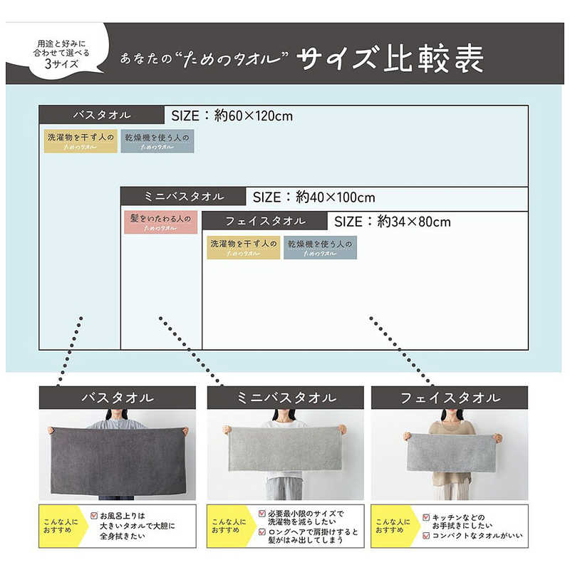 ビックアイデア ビックアイデア 髪をいたわる人のためのミニバスタオル ウォームグレー BI-TW1MB03 BI-TW1MB03