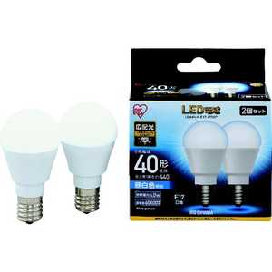 アイリスオーヤマ　IRIS OHYAMA IRIS LED電球2個セット E17広配光タイプ 40形相当 昼白色 LDA4N-G-E17-4T52P