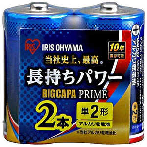 アイリスオーヤマ IRIS OHYAMA 「単2形」2本 アルカリ乾電池「BIG CAPA PRIME」 LR14BP2P