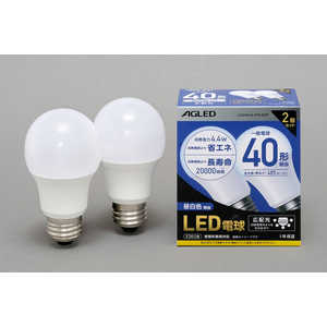 AGLED LED電球(一般電球形[広配光]･全光束485lm/2個入) [E26/昼白色] LDA4N-G-4T6-E2P
