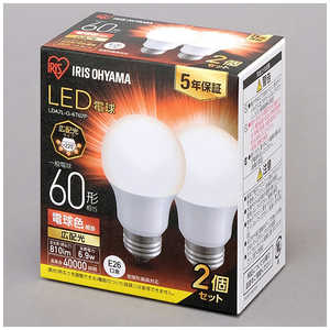 アイリスオーヤマ IRIS OHYAMA LED電球 E26 広配光2P 電球色 60形(810lm) LDA7L-G-6T62P アイリスオーヤマ IRIS OHYAMA LED電球 E26 広配光2P 電球色 60形(810lm) LDA7L-G-6T62P