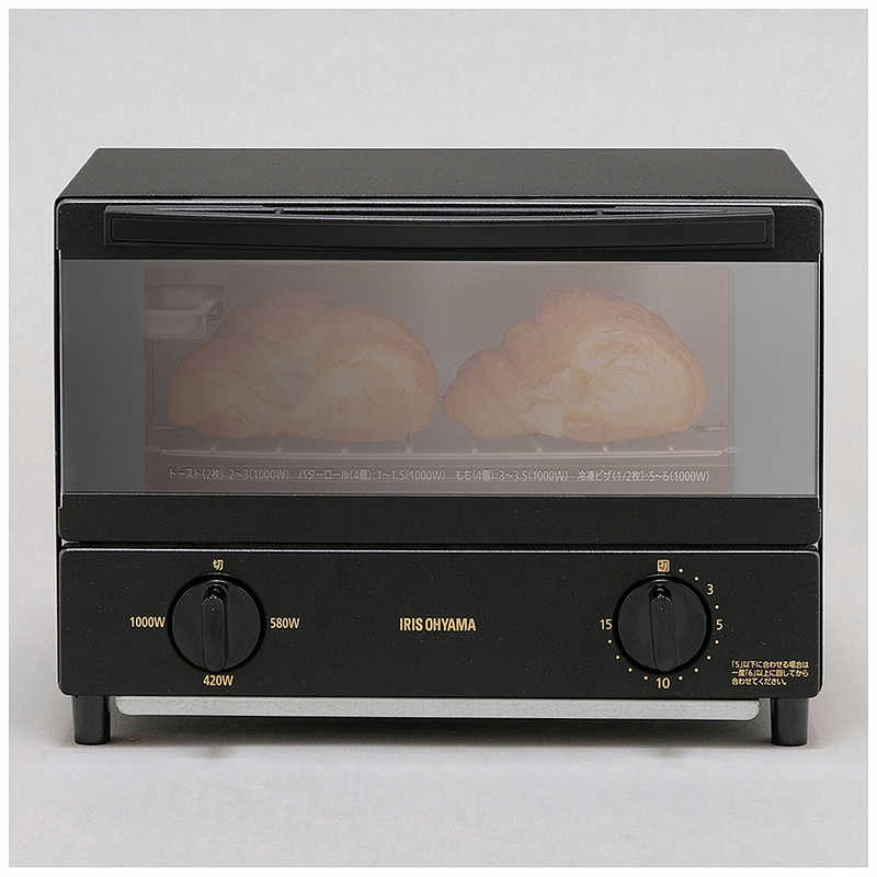 アイリスオーヤマ　IRIS OHYAMA アイリスオーヤマ　IRIS OHYAMA オーブントースター スチーム機能付き ブラック  1000W/食パン2枚   KSOT-011-B KSOT-011-B
