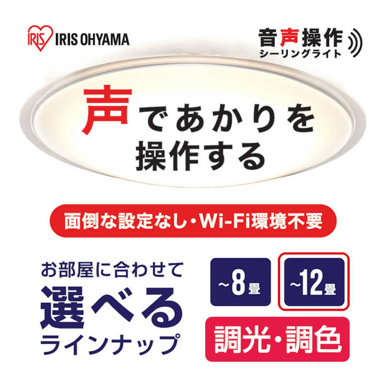 アイリスオーヤマ　IRIS OHYAMA アイリスオーヤマ　IRIS OHYAMA LEDシーリングライト 音声操作 ECOHiLUX 12畳 昼光色～電球色 リモコン付属 CL12DL-5.11KCFV CL12DL-5.11KCFV