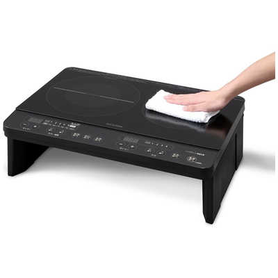 アイリスオーヤマ IRIS OHYAMA IHコンロ 脚付 ブラック IHK-W13S-B の  