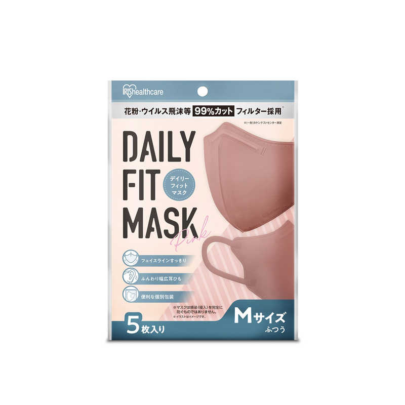 アイリスオーヤマ　IRIS OHYAMA アイリスオーヤマ　IRIS OHYAMA DAILY FIT MASK ふつうサイズ 5枚 ピンク RK-D5MP  