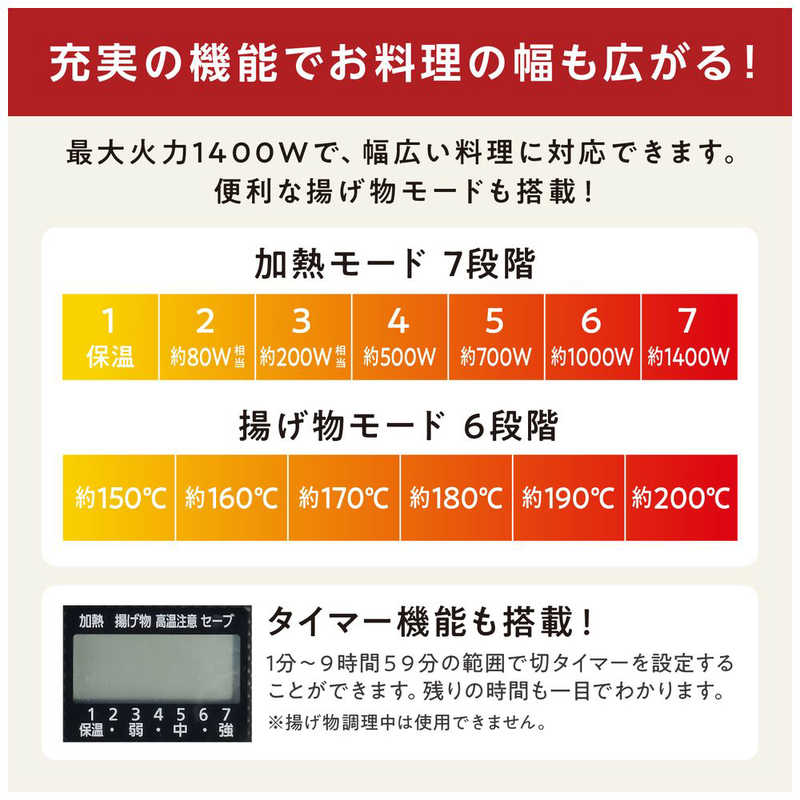 アイリスオーヤマ　IRIS OHYAMA アイリスオーヤマ　IRIS OHYAMA 卓上IHコンロ 対面操作式 1400W ［1口 100V］ IHC-TM142-B IHC-TM142-B