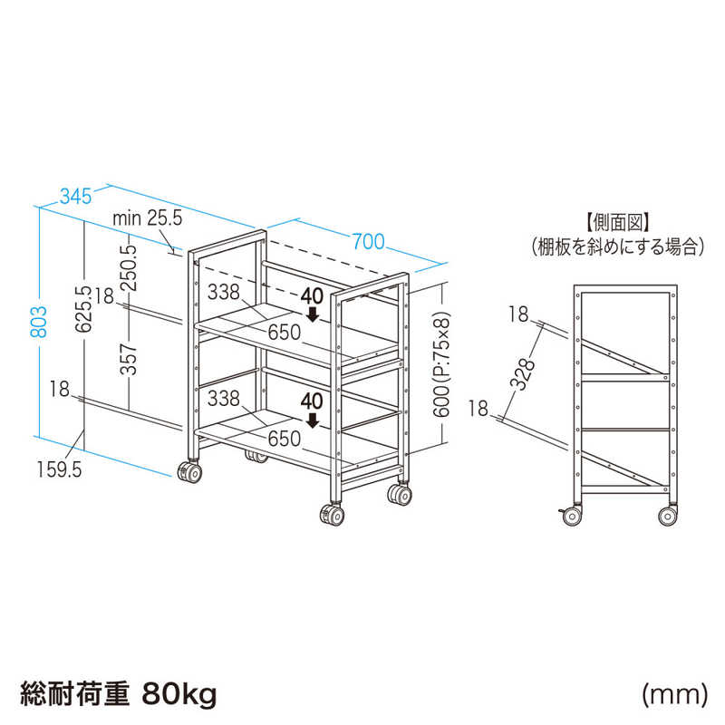 サンワサプライ サンワサプライ 高耐荷重ワゴン(2段) WG-207 WG-207