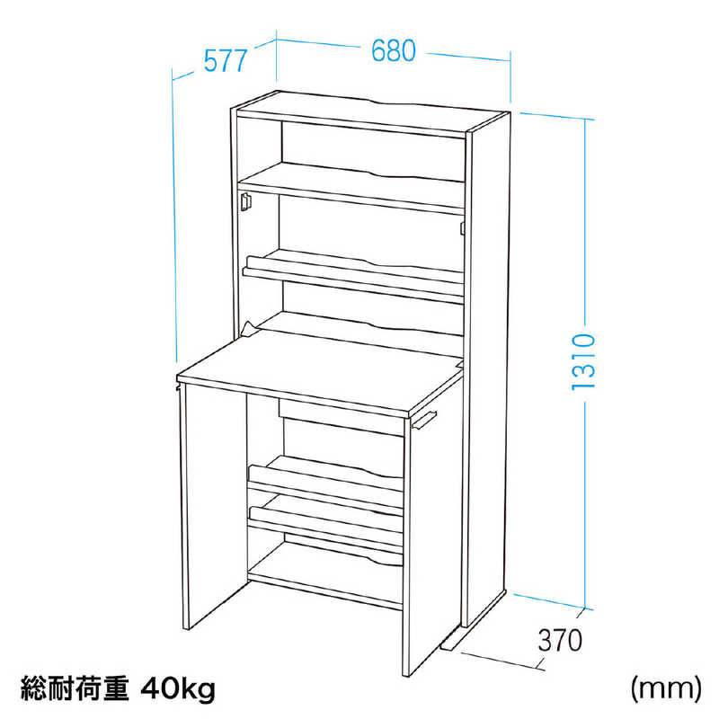 サンワサプライ サンワサプライ 折りたたみ収納デスク(W680×D255×H1310mm) RAC-TW02M RAC-TW02M