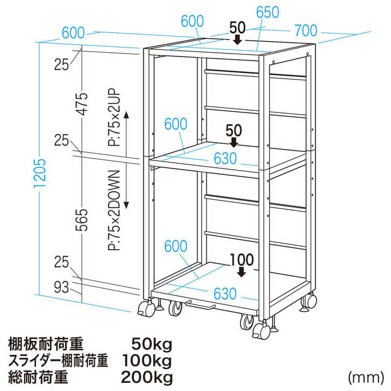 サンワサプライ サンワサプライ 高耐荷重プリンタラック(W700)  LPST120H LPST120H