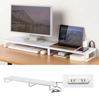 サンワサプライ コンセント付きモニター台(W1000・ホワイト) MR