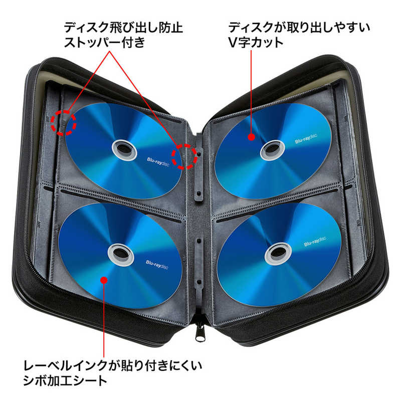 サンワサプライ サンワサプライ Blu-ray/DVD/CD対応セミハードケース 96枚収納 ブラック FCD-WLBD96BK FCD-WLBD96BK