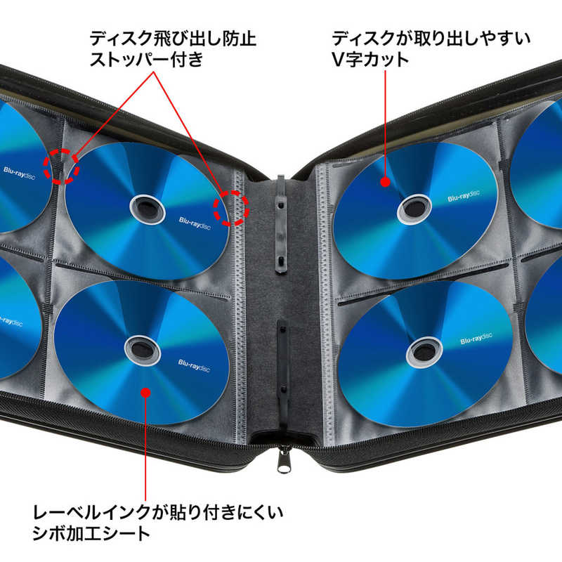 サンワサプライ サンワサプライ Blu-ray/DVD/CD対応セミハードケース 160枚収納 ブラック  FCD-WLBD160BK FCD-WLBD160BK