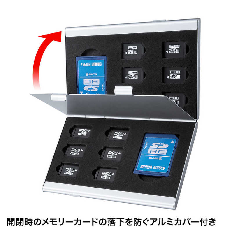 サンワサプライ サンワサプライ アルミメモリーカードケース(microSDカード用･両面収納タイプ) FC-MMC5MICN2 FC-MMC5MICN2