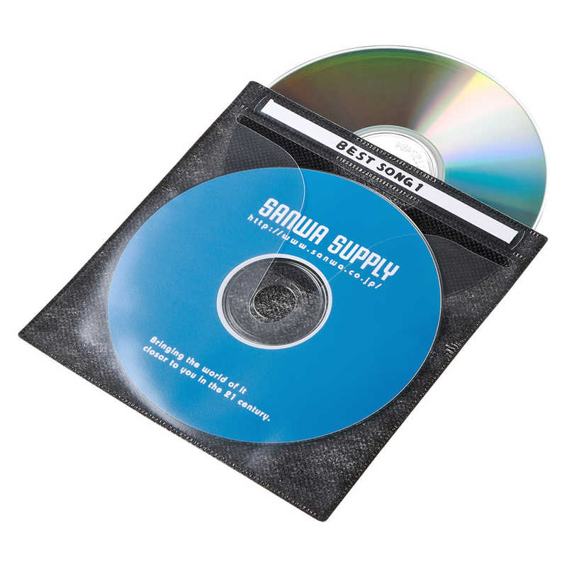 サンワサプライ サンワサプライ CD/DVD用不織布ケース(両面2枚収納×100枚セット･ブラック) FCD-FN100BKN FCD-FN100BKN