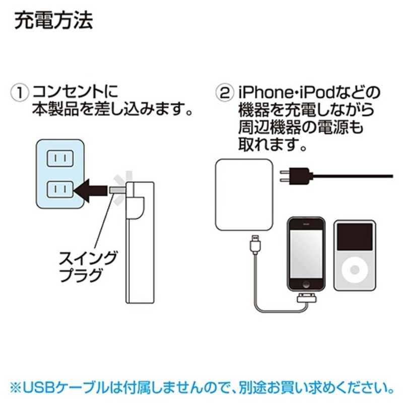 サンワサプライ サンワサプライ iPad/iPhone/iPod対応 USB充電タップ型ACアダプタ(USB2ポート) ACA-IP25BK ACA-IP25BK