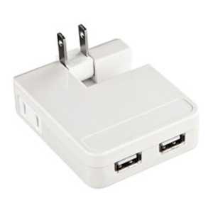 サンワサプライ iPad/iPhone/iPod対応USB充電タップ型ACアダプタ(USB2ポｰト) ACA-IP25W