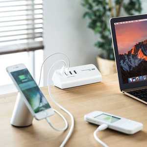 サンワサプライ クランプ式USB充電器(TypeC1ポート+USB3ポート・ホワイト) ACA-IP51W サンワサプライ クランプ式USB充電器(TypeC1ポート+USB3ポート・ホワイト) ACA-IP51W