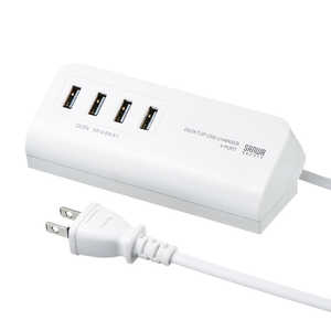 サンワサプライ マグネット付USB充電器(USB4ポート･ホワイト) ACA-IP53W