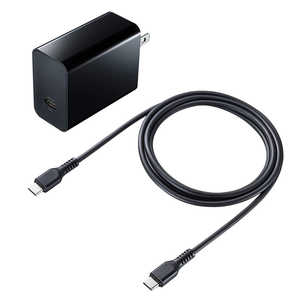 サンワサプライ USB PD対応AC充電器(PD45W・TypeCケーブル付き) ACA-PD80BK サンワサプライ USB PD対応AC充電器(PD45W・TypeCケーブル付き) ACA-PD80BK