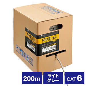 サンワサプライ POEカテゴリ6自作用LANケーブル(ケーブルのみ/200m) KB‐T6POE‐CB200 (ライトグレー) サンワサプライ POEカテゴリ6自作用LANケーブル(ケーブルのみ/200m) KB‐T6POE‐CB200 (ライトグレー)