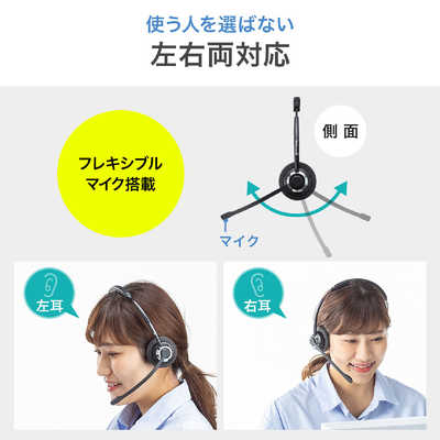 サンワサプライ コールセンター向けBluetoothヘッドセット MM-BTMH39BK