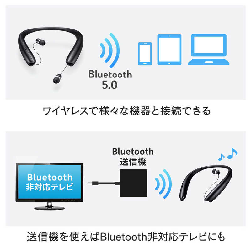 サンワサプライ サンワサプライ Bluetoothウェアラブルネックスピーカー(イヤホン切り替え機能付き) MM-BTSH54BK MM-BTSH54BK